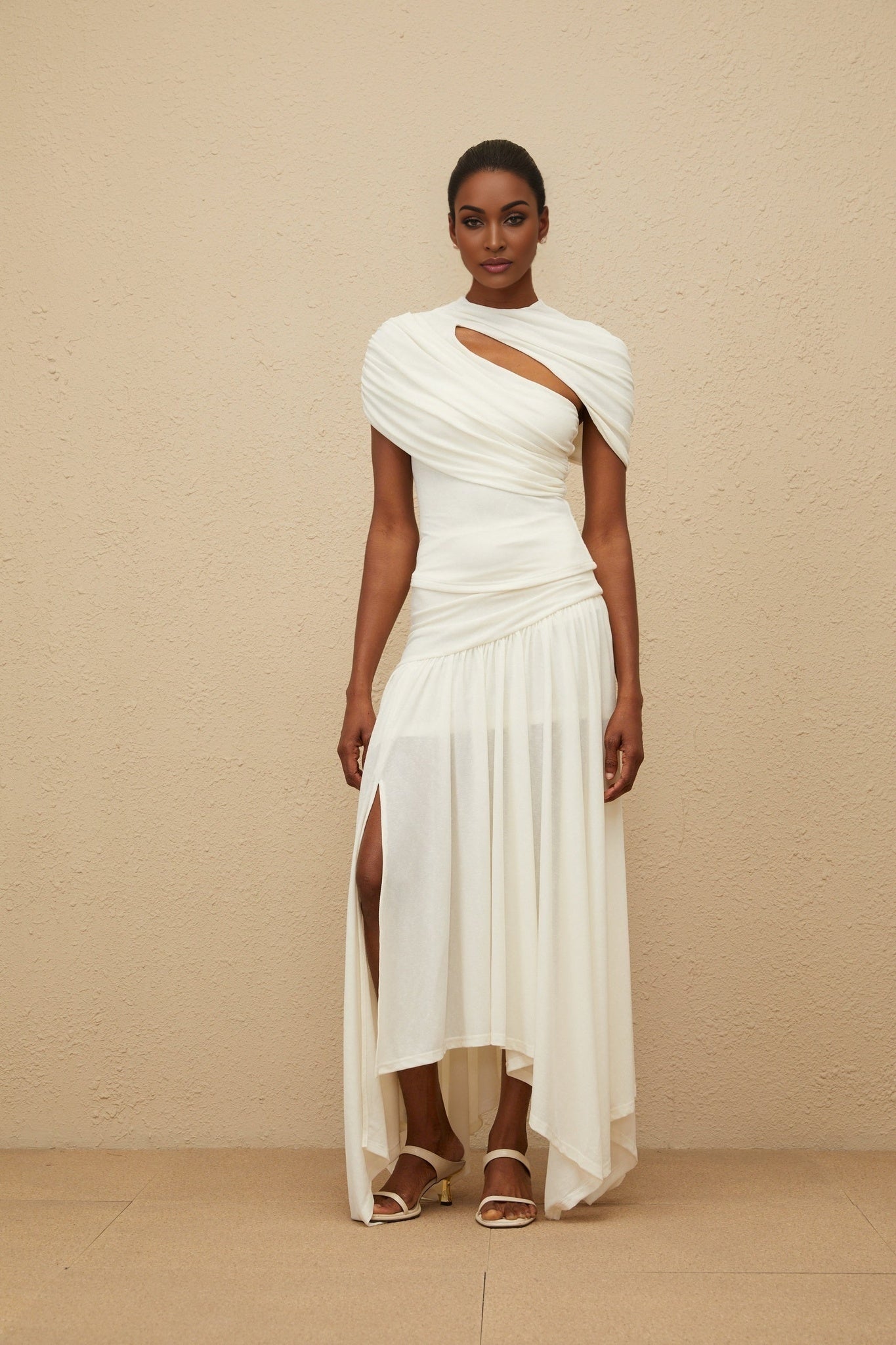 Lillian Top & Skirt - Stretch Design - Ruched Detailing - Asymmetrical Design - Fitted Silhouette - Rear Zip Fastening