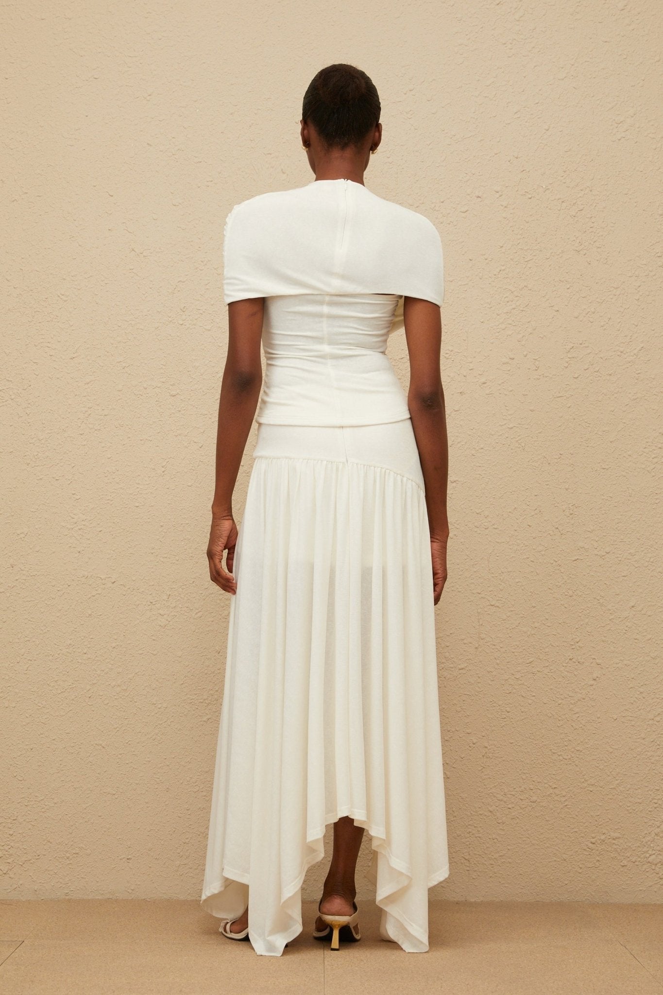 Lillian Top & Skirt - Stretch Design - Ruched Detailing - Asymmetrical Design - Fitted Silhouette - Rear Zip Fastening