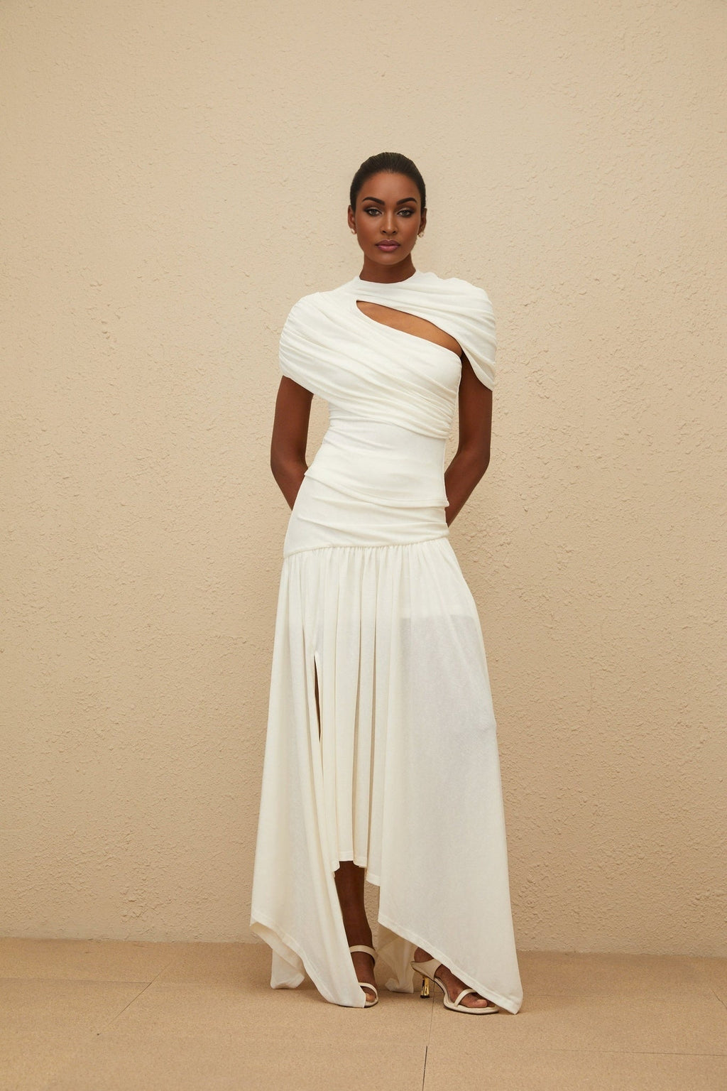 Lillian Top & Skirt - Stretch Design - Ruched Detailing - Asymmetrical Design - Fitted Silhouette - Rear Zip Fastening