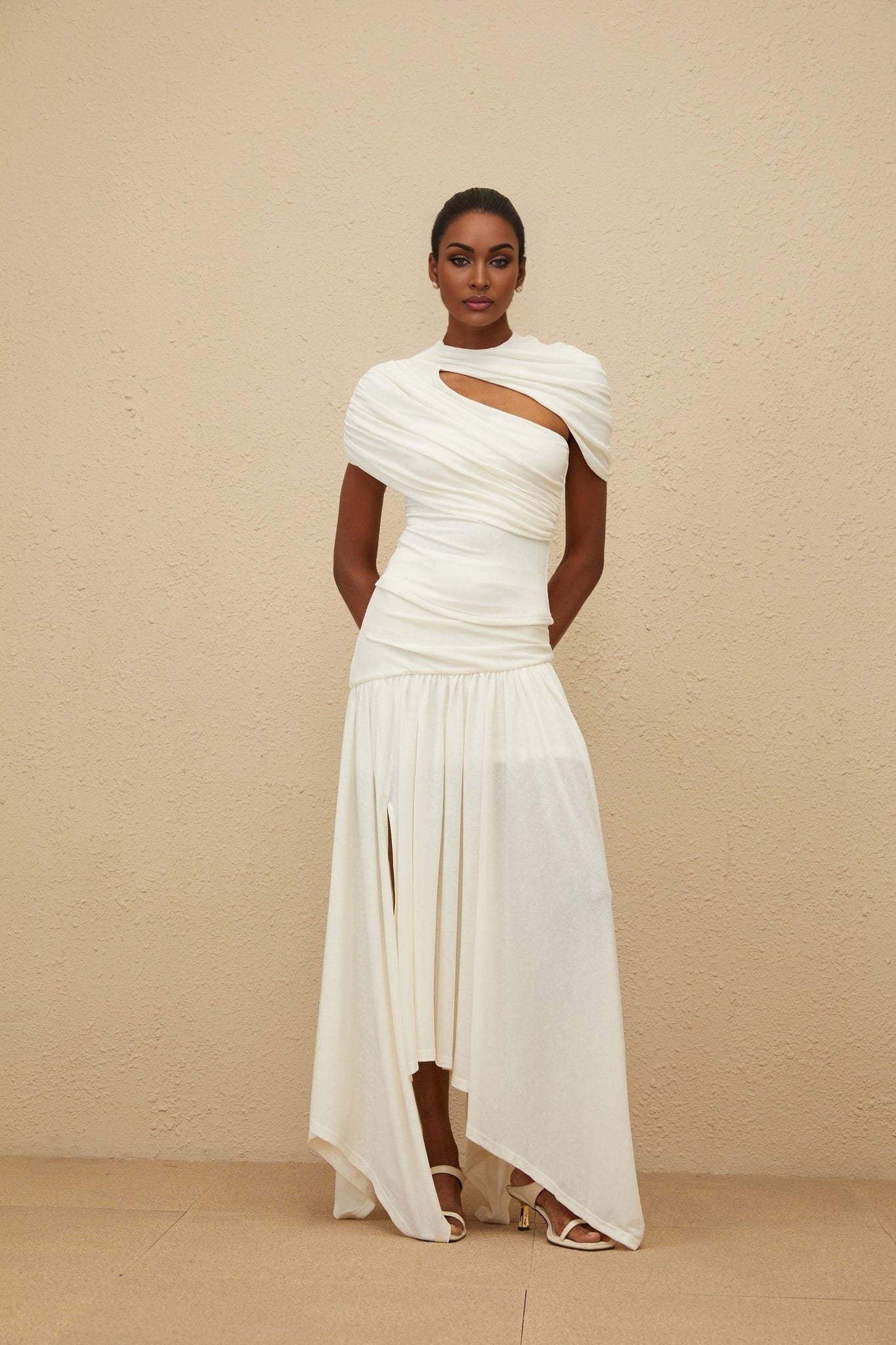 Lillian Top & Skirt - Stretch Design - Ruched Detailing - Asymmetrical Design - Fitted Silhouette - Rear Zip Fastening