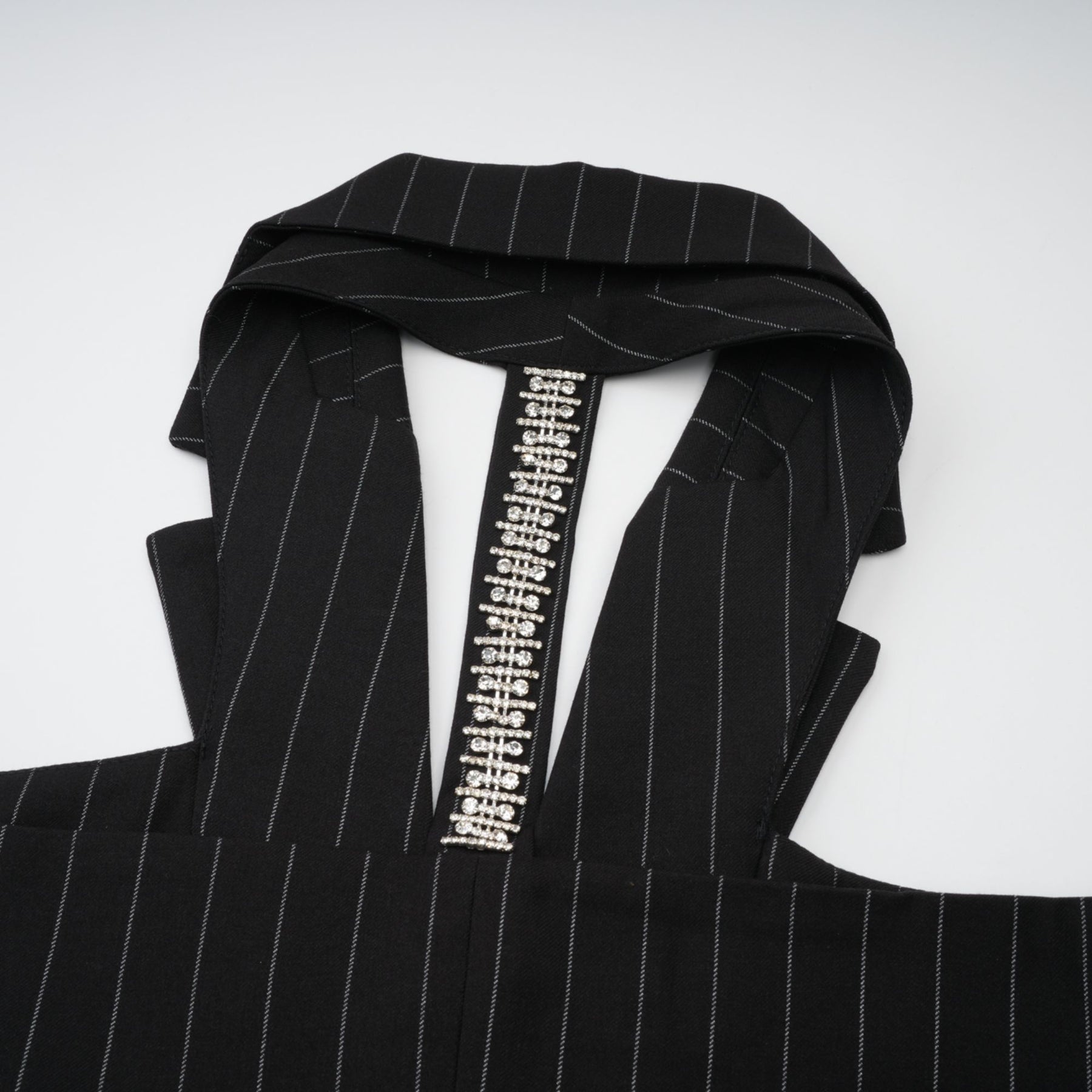 Lily Blazer Black Striped Open Back Peaked
