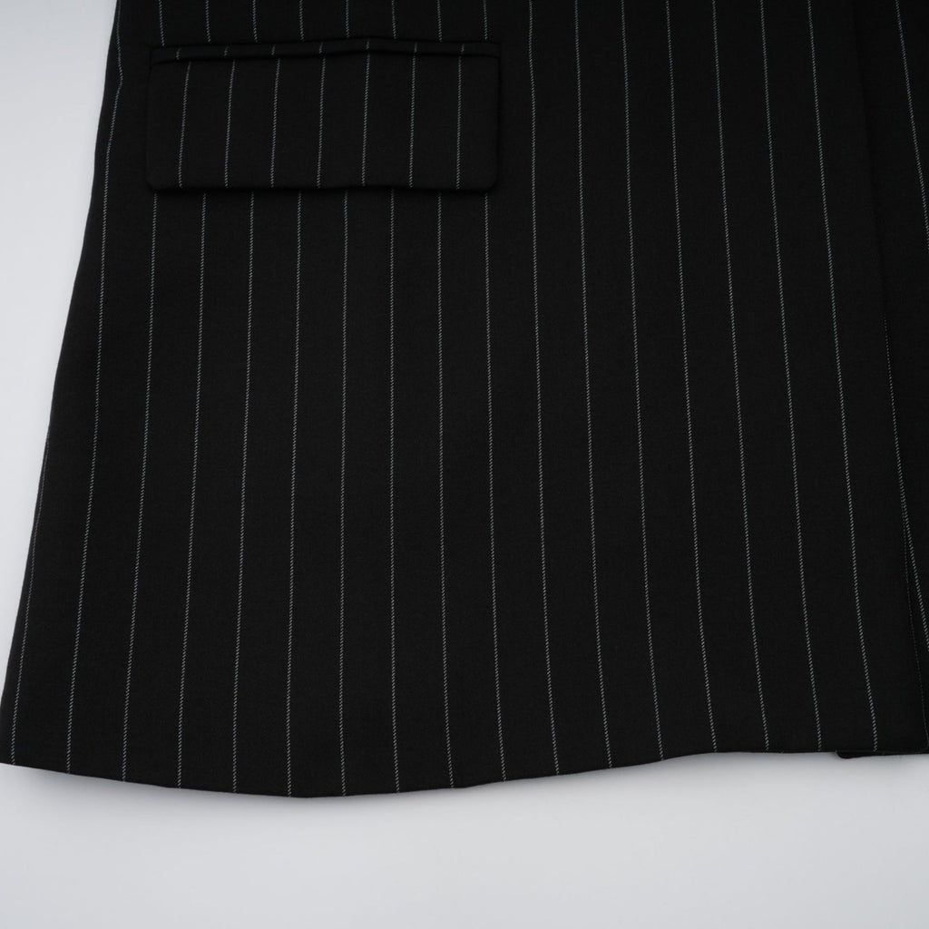 Lily Blazer Black Striped Open Back Peaked