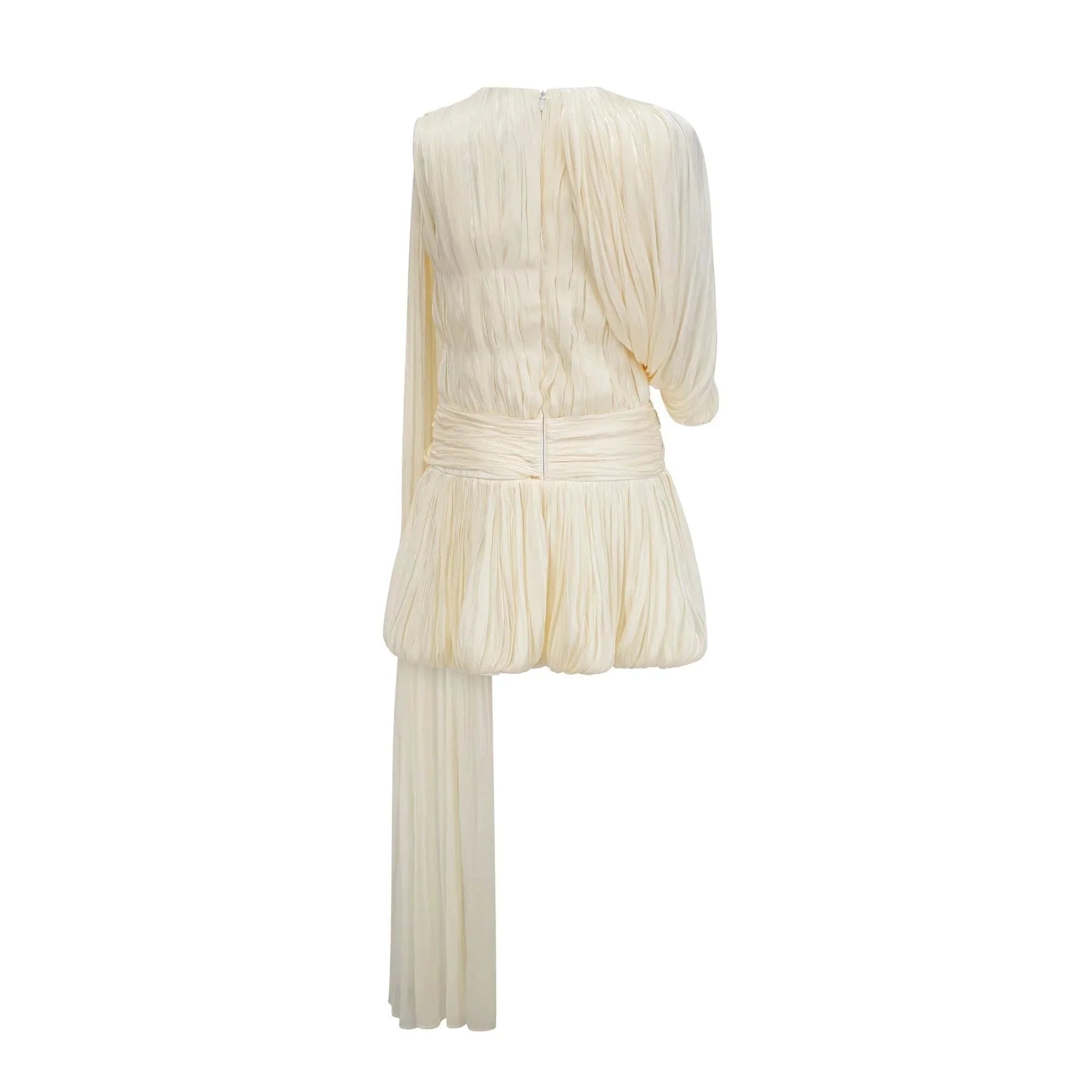 Lina Mini Dress Pleated Ribbon Design Glitter Accent
