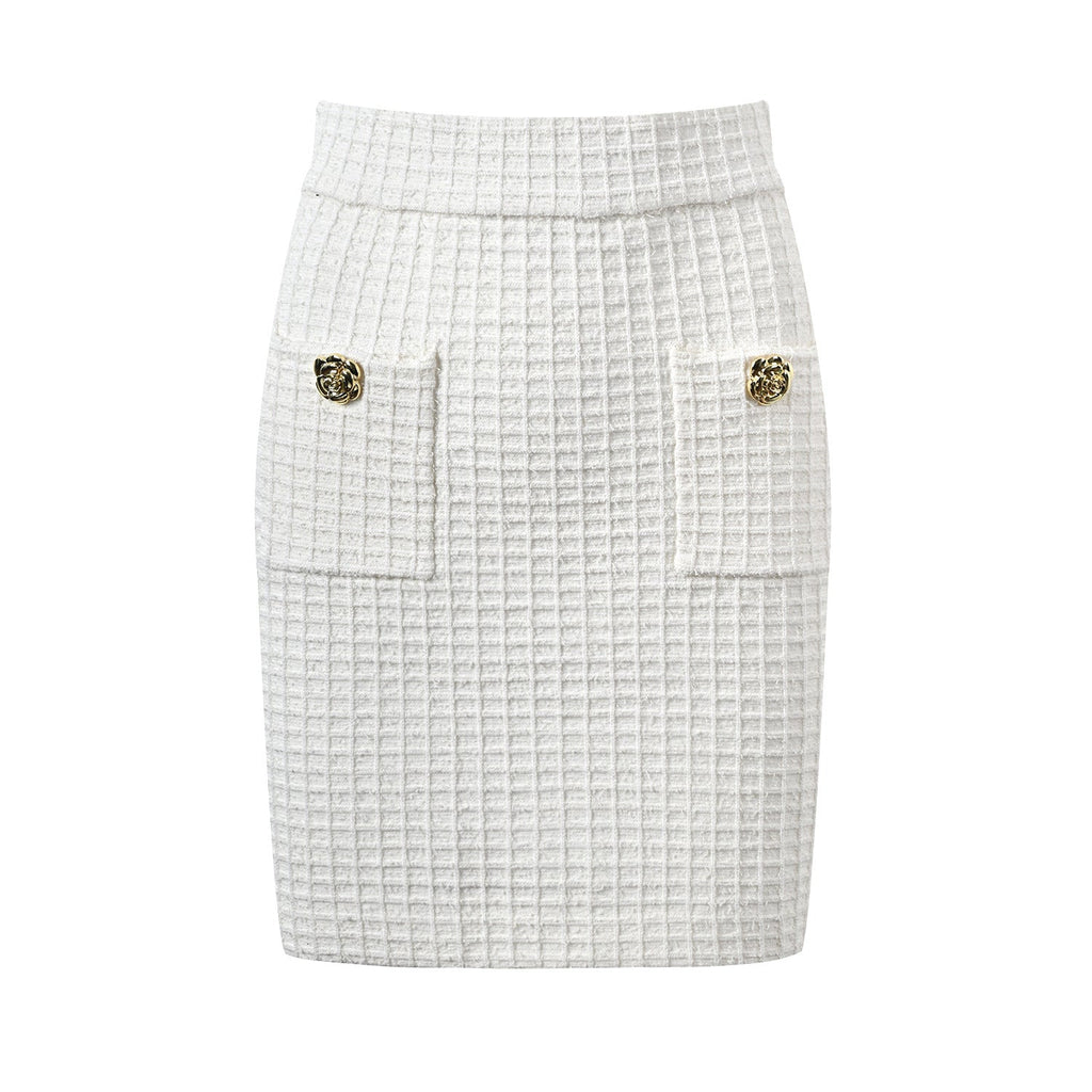 Livia Blazer & Skirt Set - Tailored Fit - Double - Breasted Design - Accents - Patch Pockets - Timeless Elegance