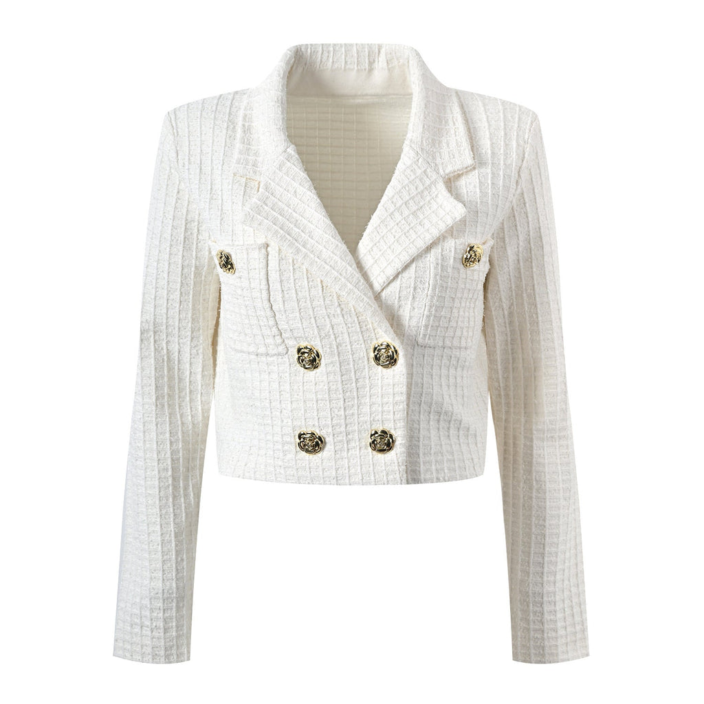 Livia Blazer & Skirt Set - Tailored Fit - Double - Breasted Design - Accents - Patch Pockets - Timeless Elegance