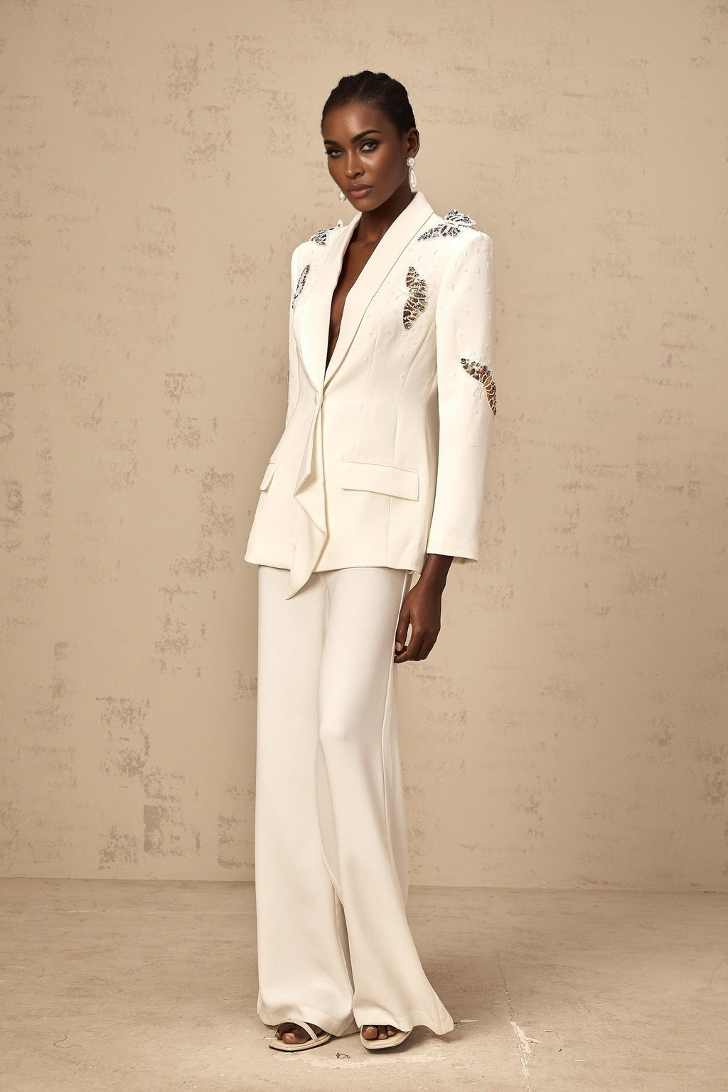 Livia Blazer & Trousers Livia Butterfly Applique White Matching