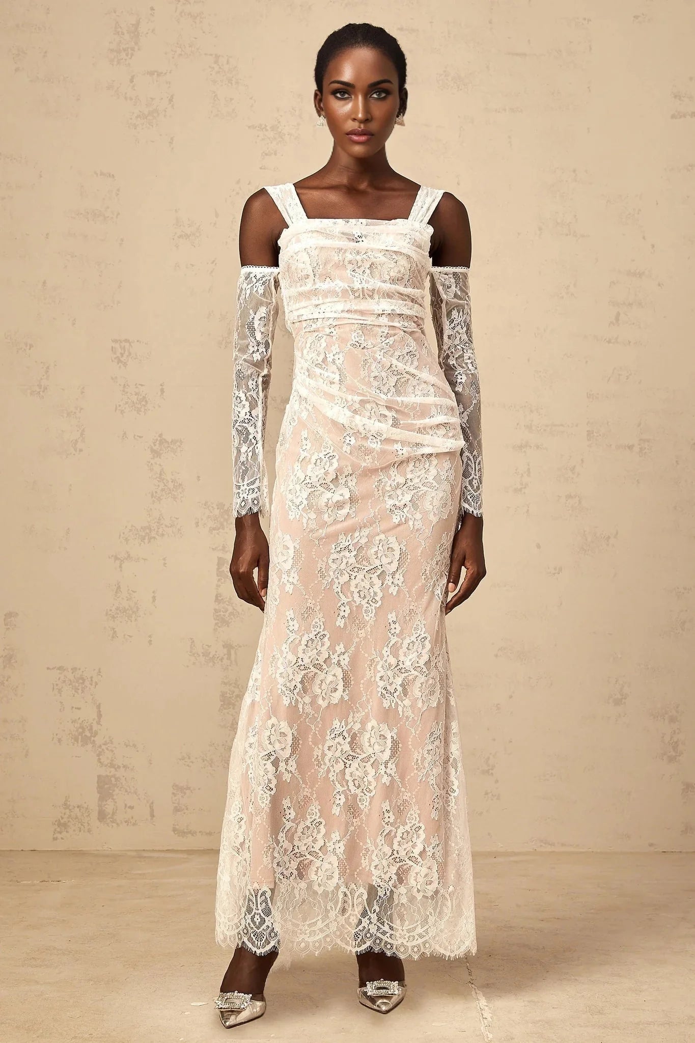 Livia Maxi Dress White Floral - Lace Corset