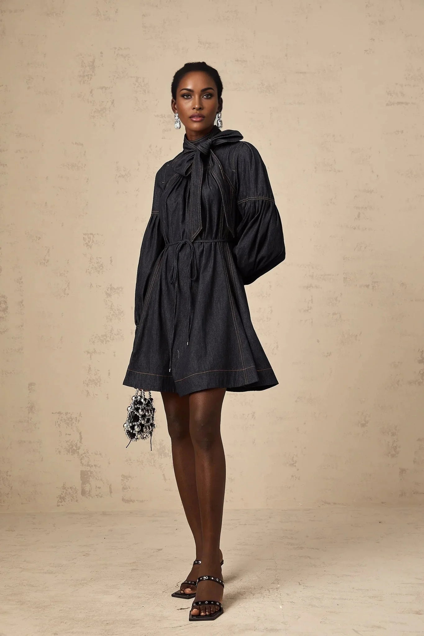 Lodovica Mini Dress Dark - Blue Contrast - Stitch Denim