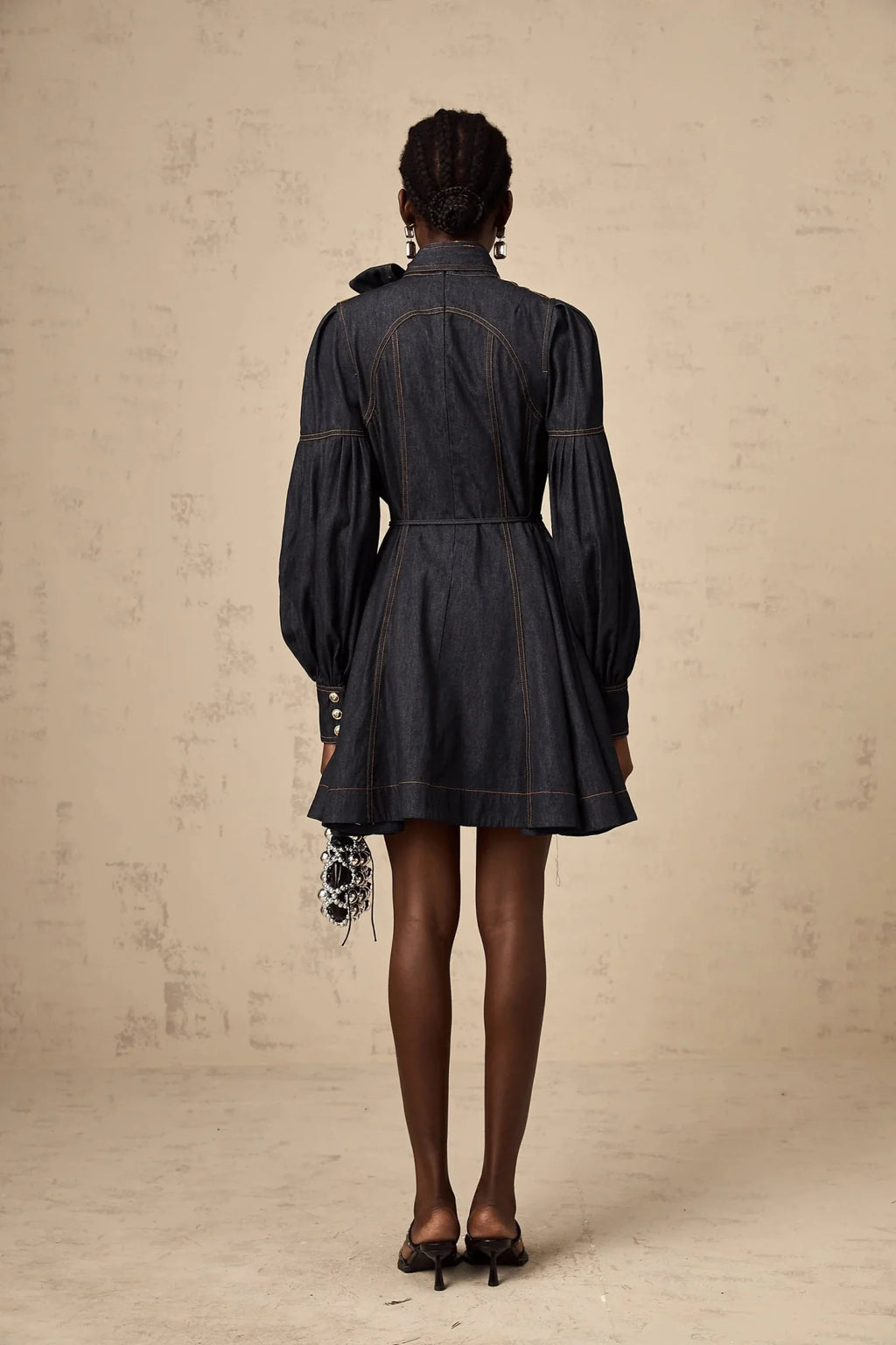 Lodovica Mini Dress Dark - Blue Contrast - Stitch Denim