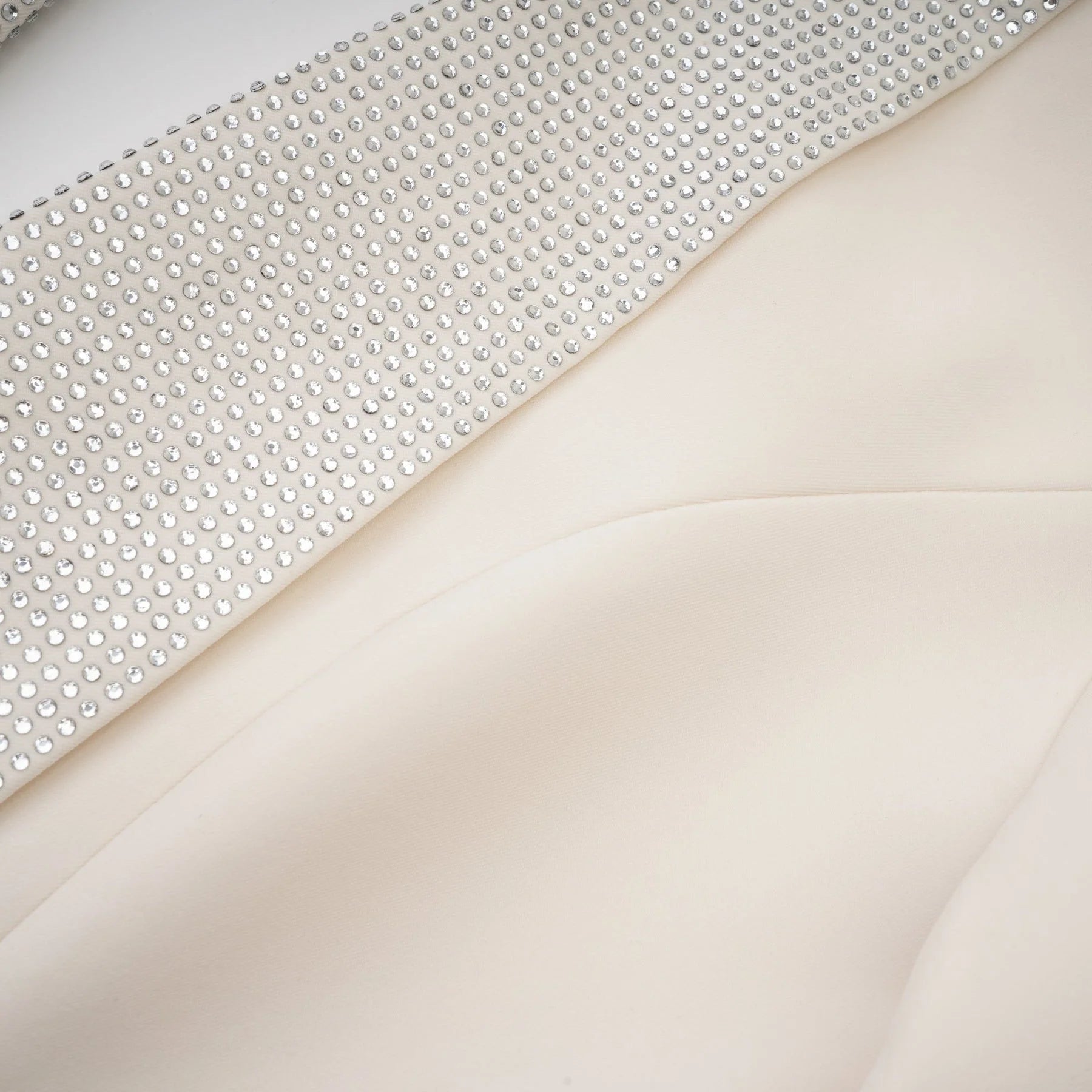 Lola Coat White Crystal Embellished VNeck Thigh Length