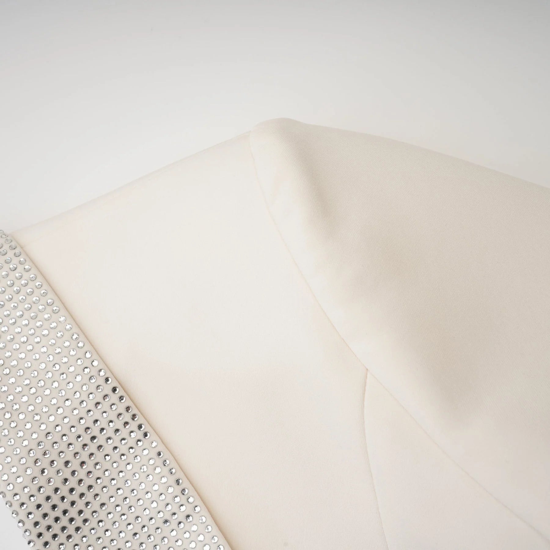 Lola Coat White Crystal Embellished VNeck Thigh Length