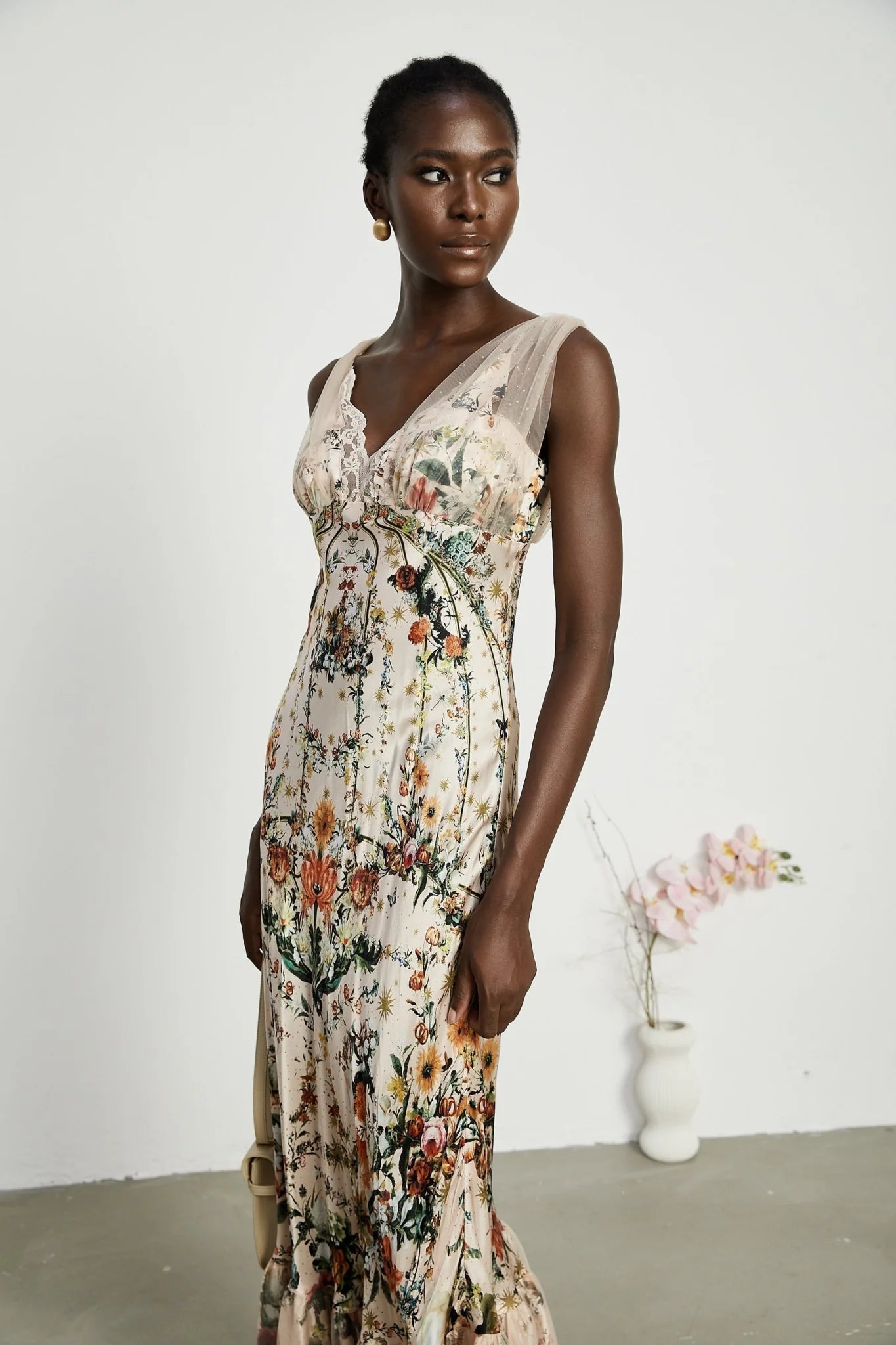 Lola Floral Maxi Dress with Crystal Embellishment