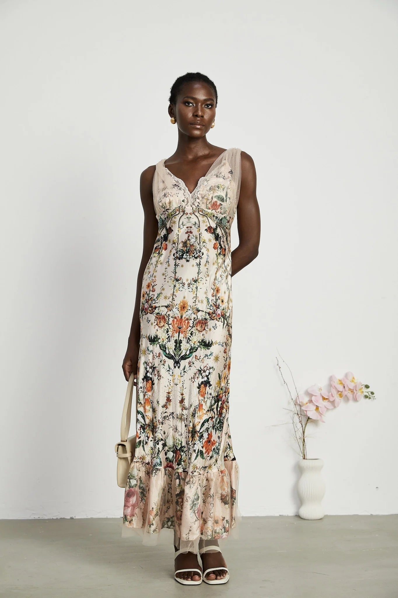 Lola Floral Maxi Dress with Crystal Embellishment