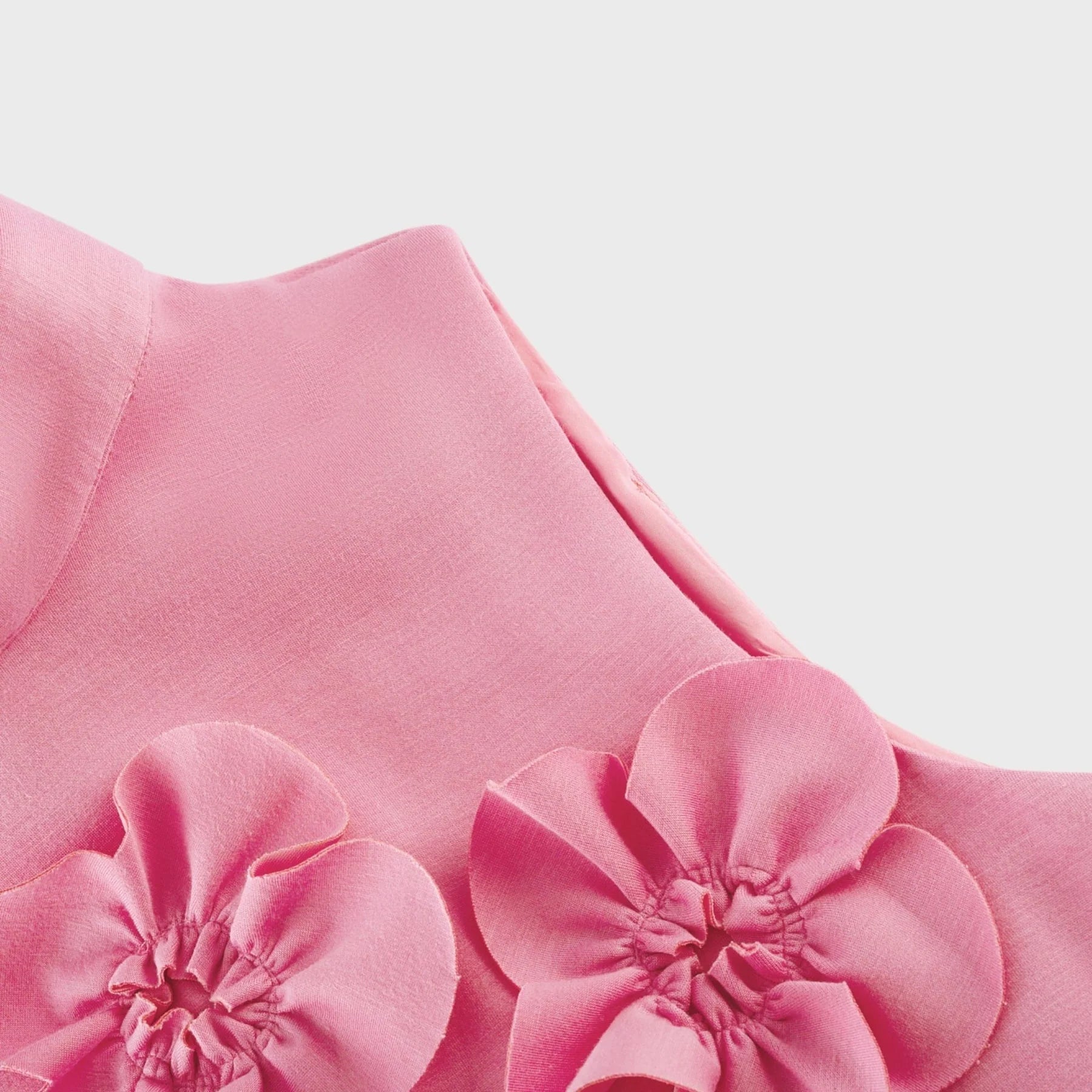 Lola Pink Maxi Dress with Faux - Flower Detail, Bow Neckline and Flounce Hem