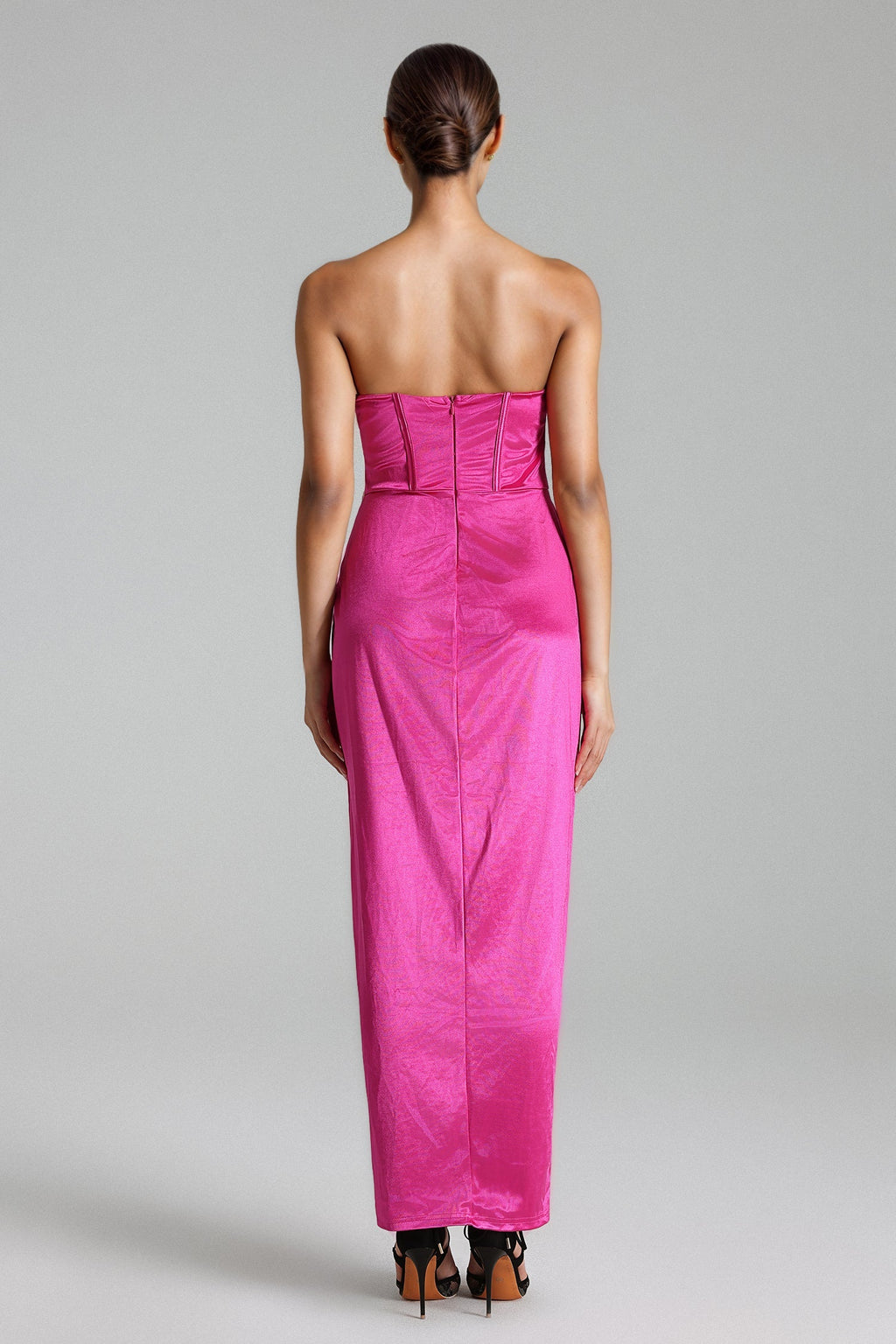 Lola Pink Strapless Ruffled Cutout Dress