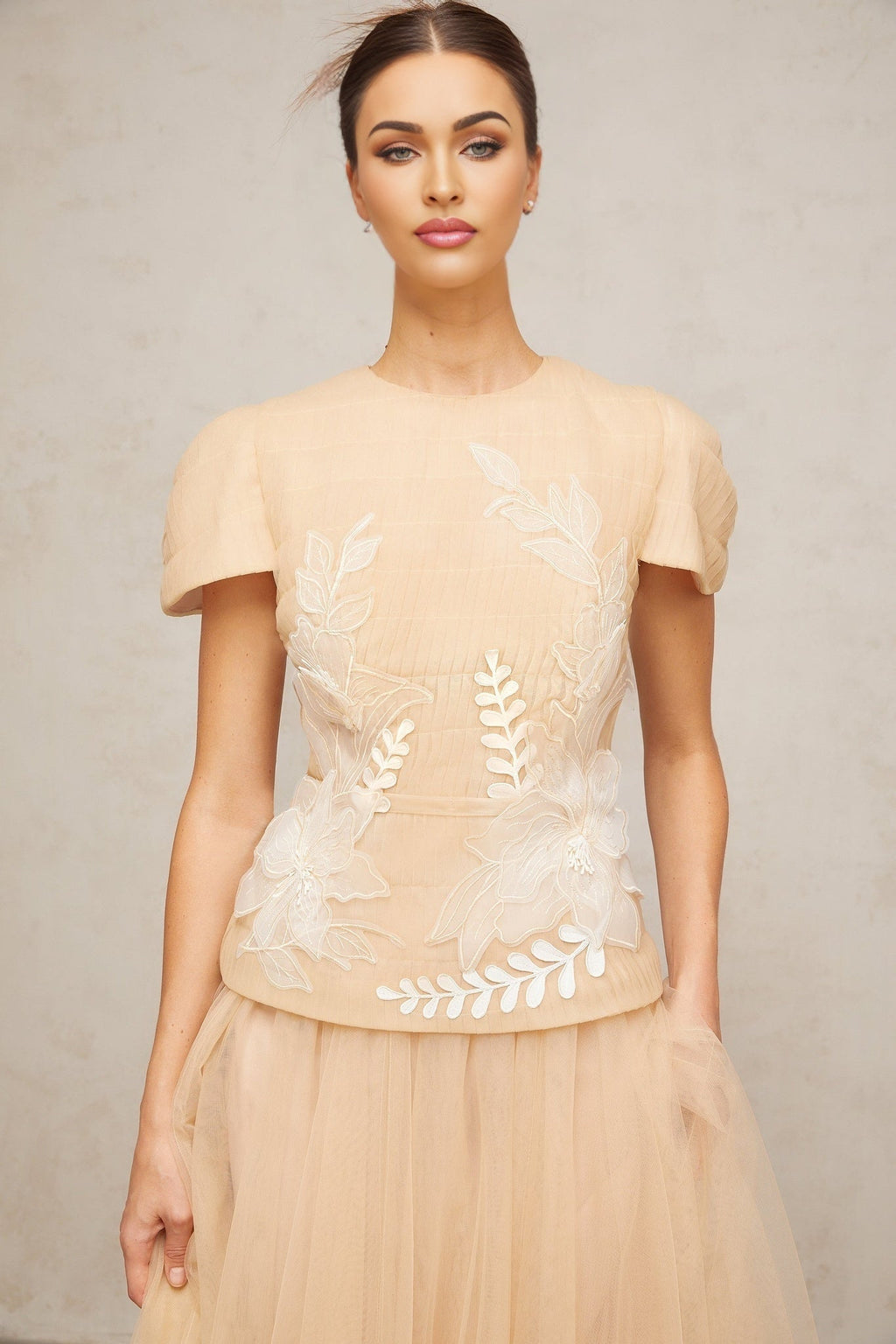 London Floral Appliqué Midi Dress