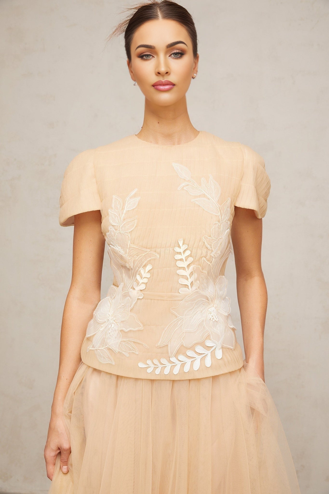 London Floral Appliqué Midi Dress