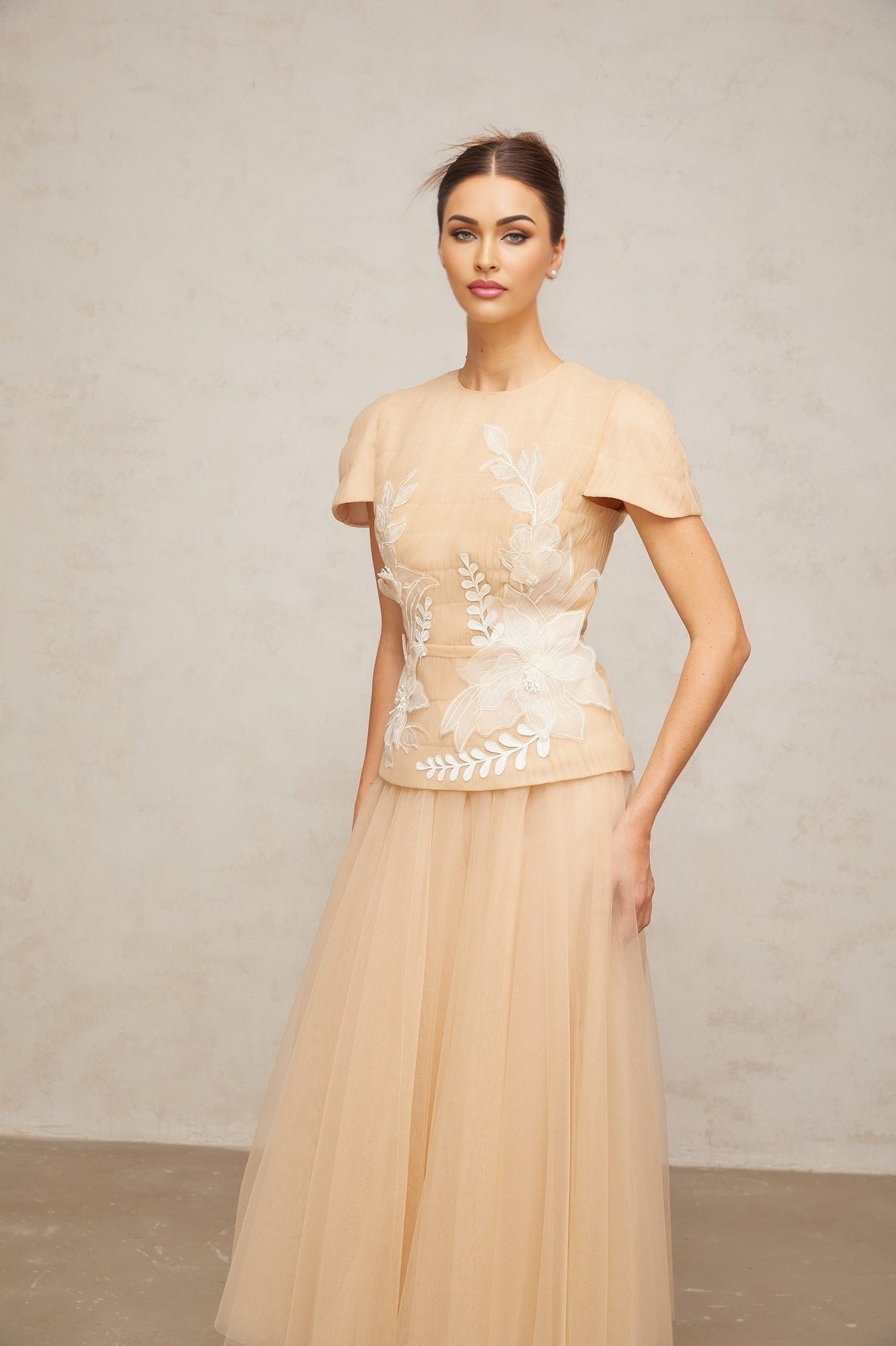 London Floral Appliqué Midi Dress