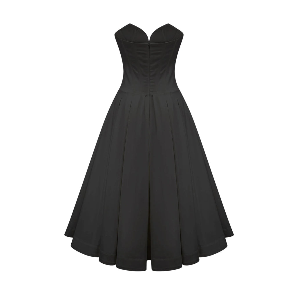 London Midi Dress - V - Neck - Sleeveless - Off the Shoulder - Corset Style