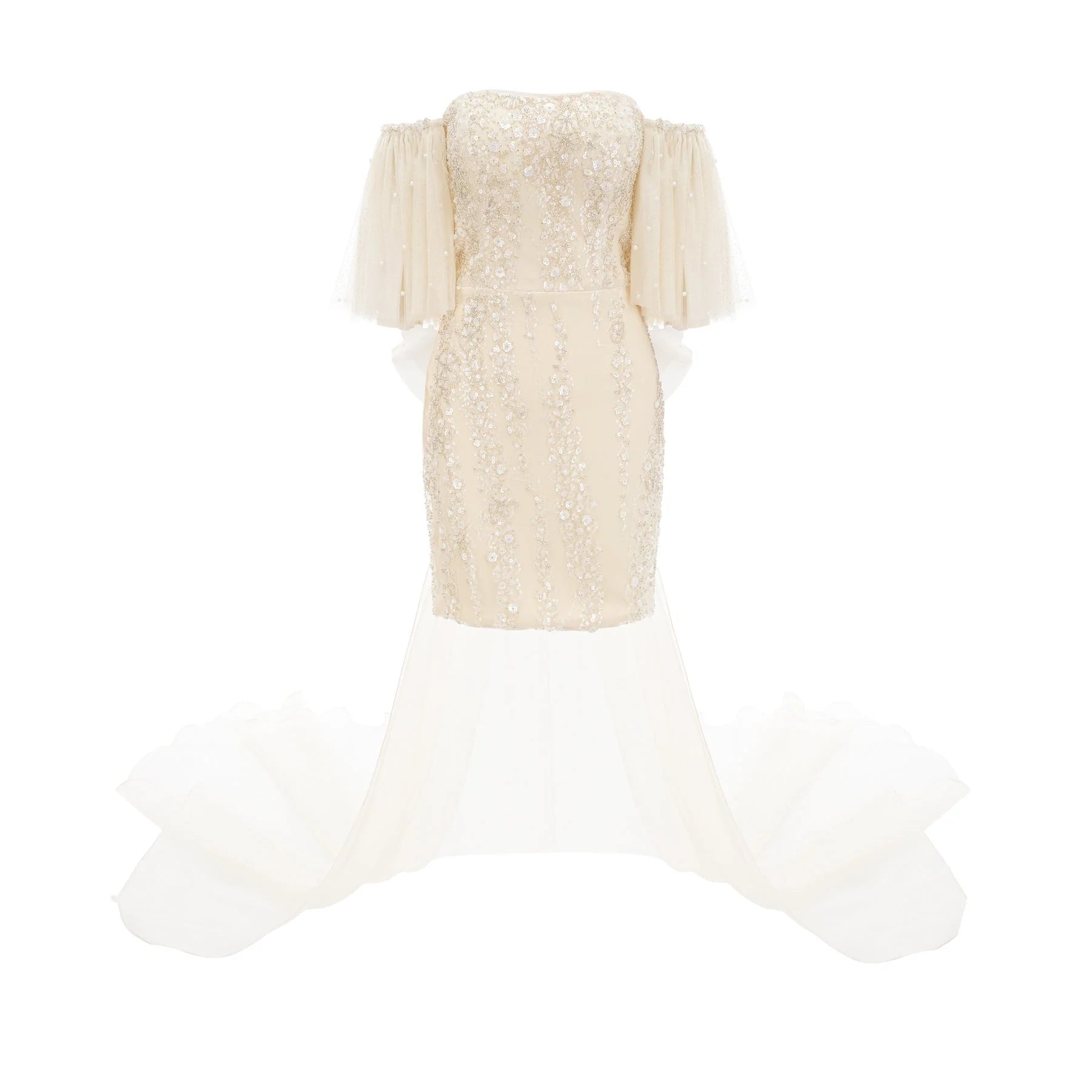 London Sequin Mini Dress with Mesh & Faux Pearl Embellishment