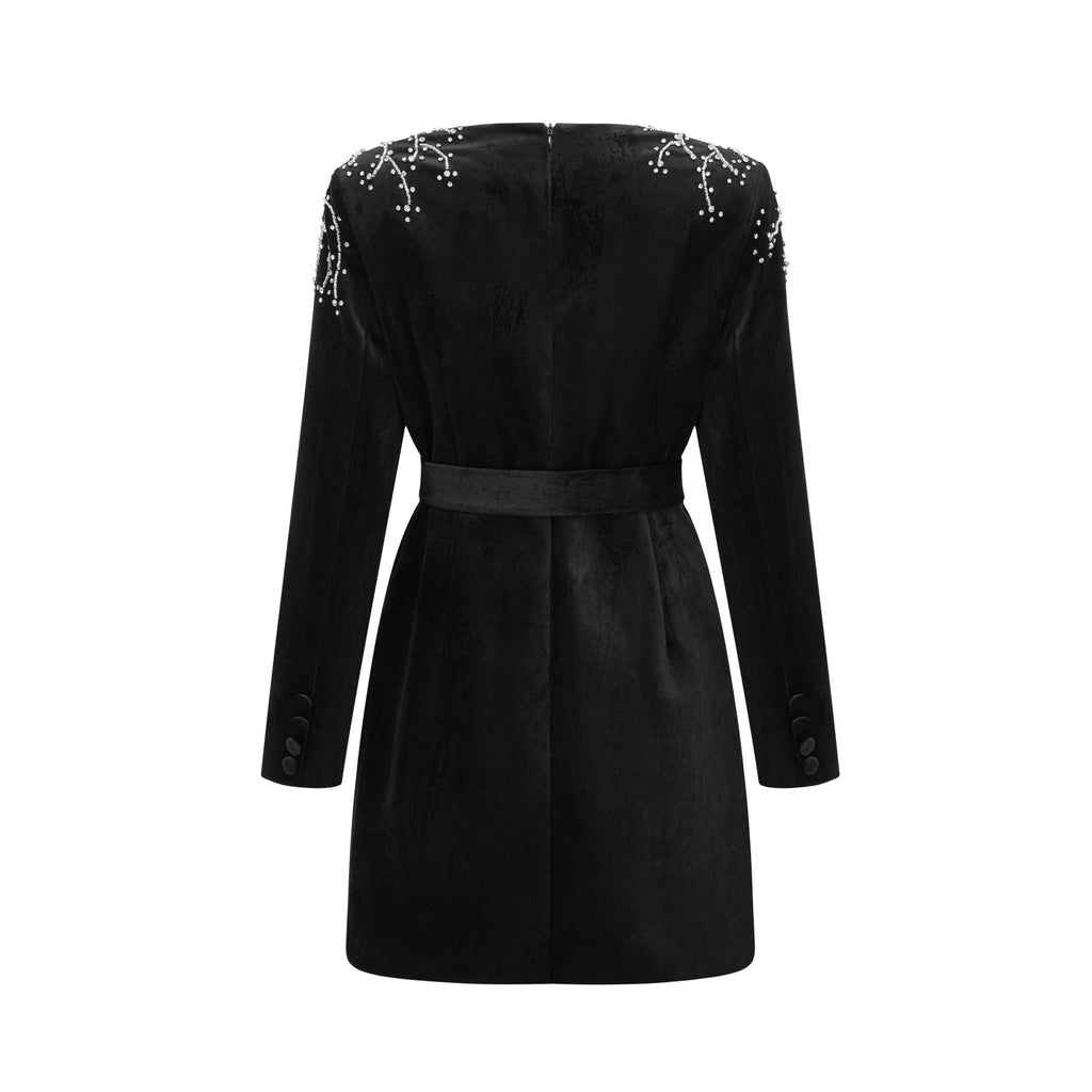 Lorelei Mini Dress with Crystal Embellished Velvet Black Silhouette