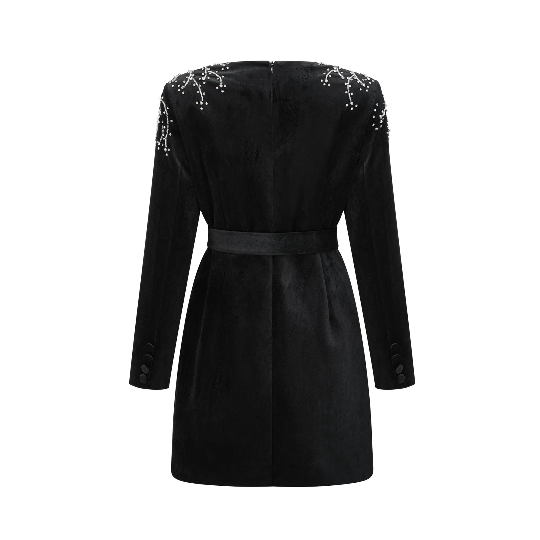Lorelei Mini Dress with Crystal Embellished Velvet Black Silhouette