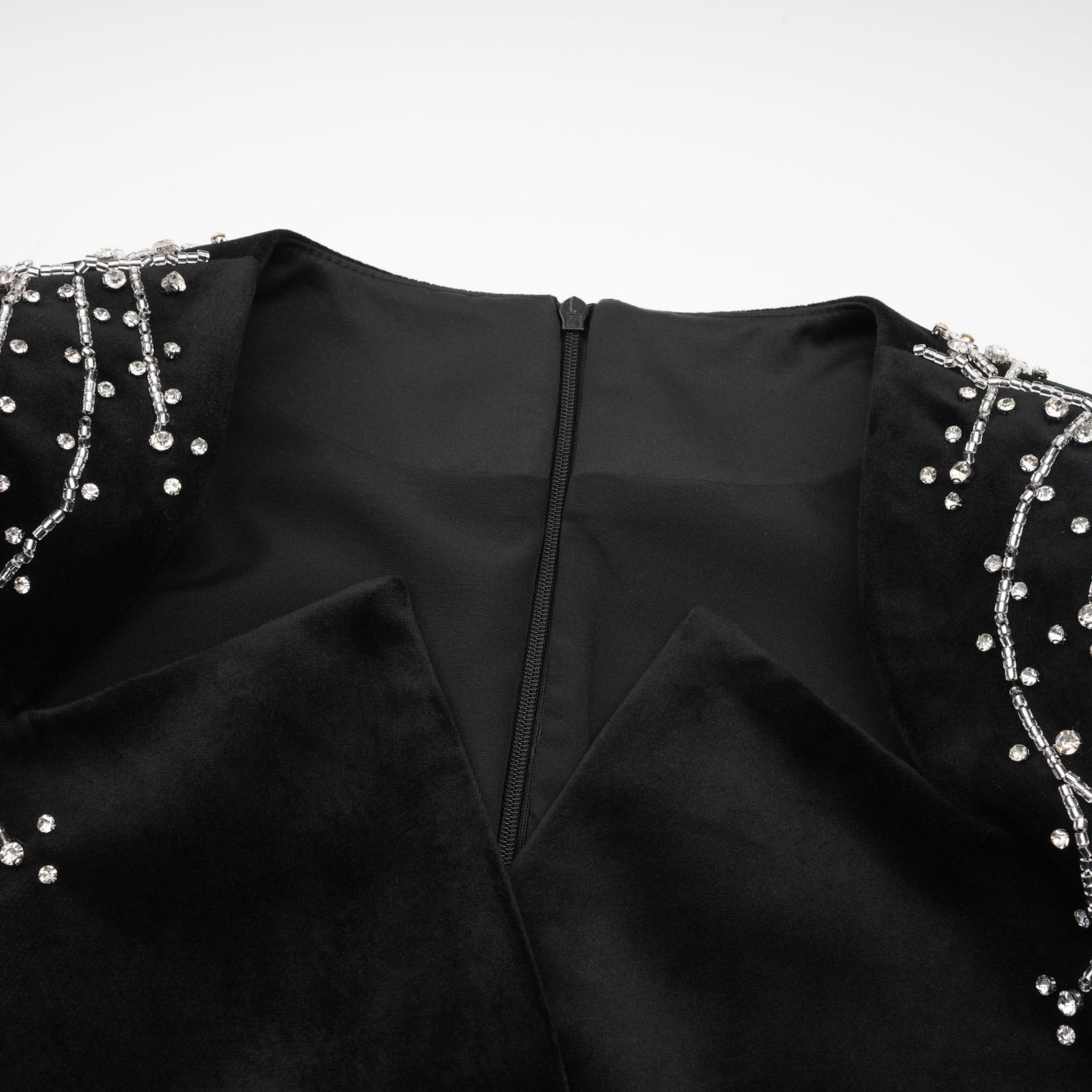 Lorelei Mini Dress with Crystal Embellished Velvet Black Silhouette