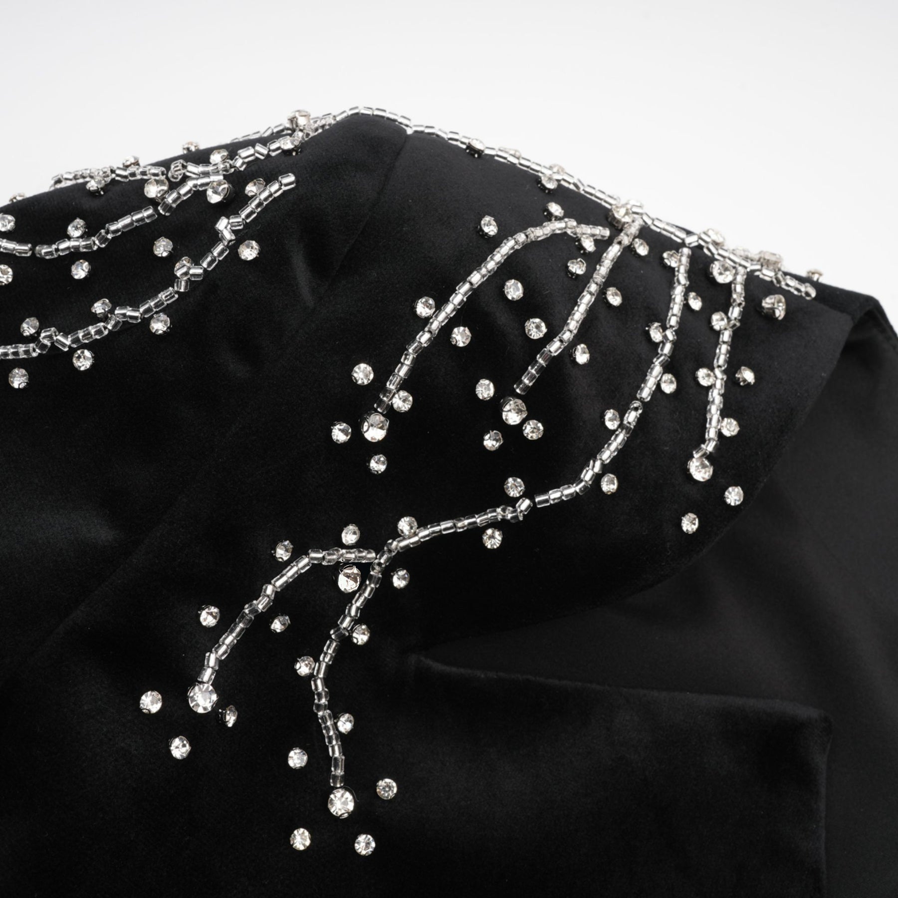 Lorelei Mini Dress with Crystal Embellished Velvet Black Silhouette