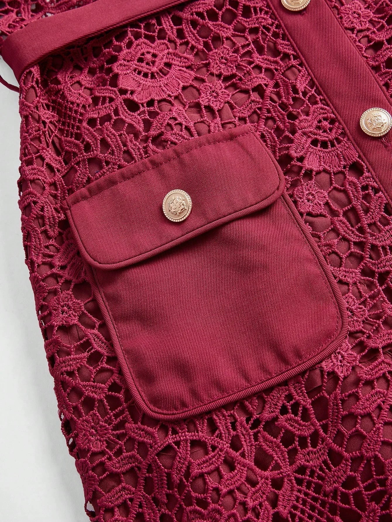Lorenzina Midi Dress - Elegant Style - High Waist - Button Details - Color - Lace Material