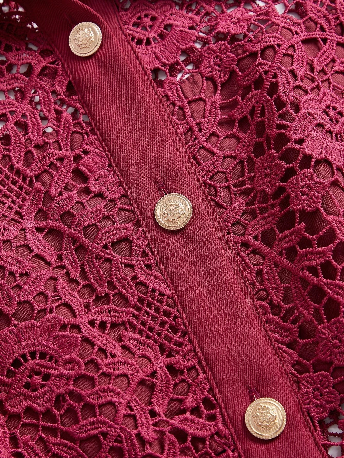 Lorenzina Midi Dress - Elegant Style - High Waist - Button Details - Color - Lace Material