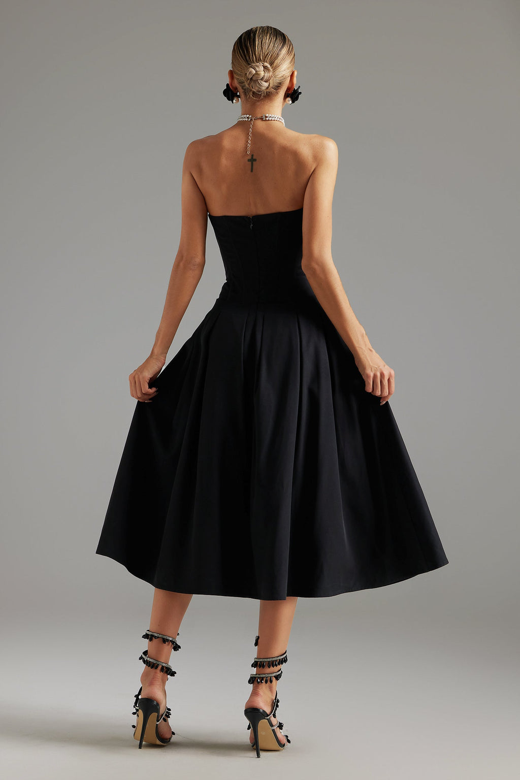 Lucia Black Strapless Maxi Dress Elegant Modern