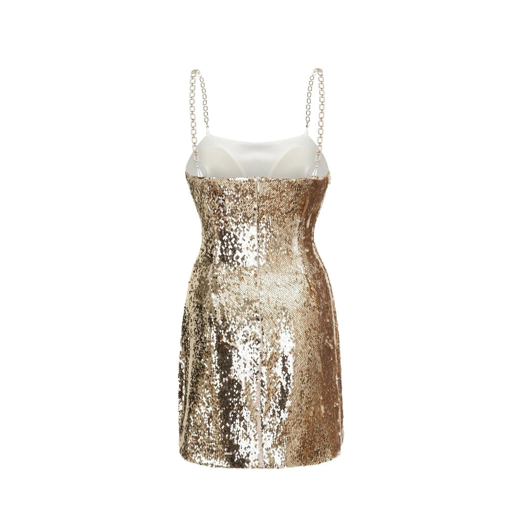 Lucia Mini Dress Gold Sequin Reversible Elegance & Glam