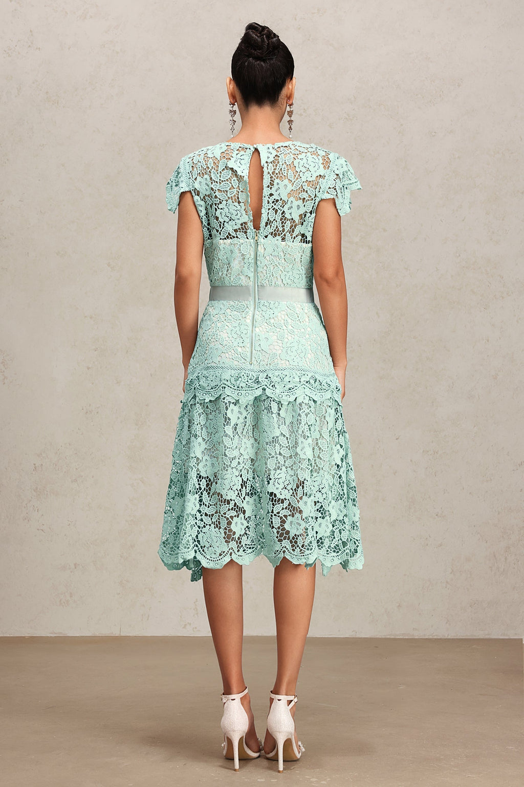 Lucia Mint Lace Sleeveless Midi Dress