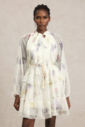 Lucia White Floral Chiffon Tiered Dress