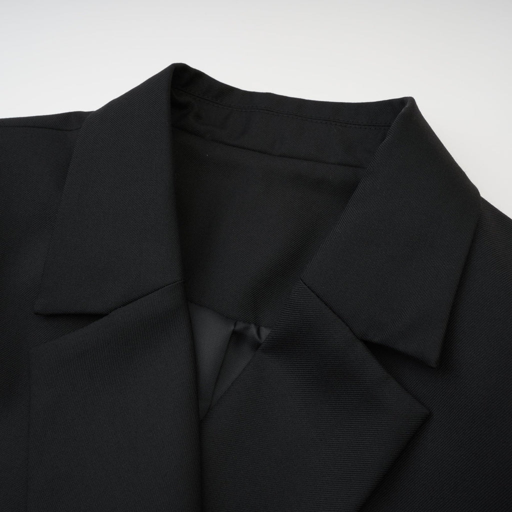 Luciana Blazer Black Wool Double Breasted Cinched & Padded