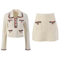 Lucienne Tweed Jacket – Embroidered Trim – Decorative Buttons – Tailored Fit