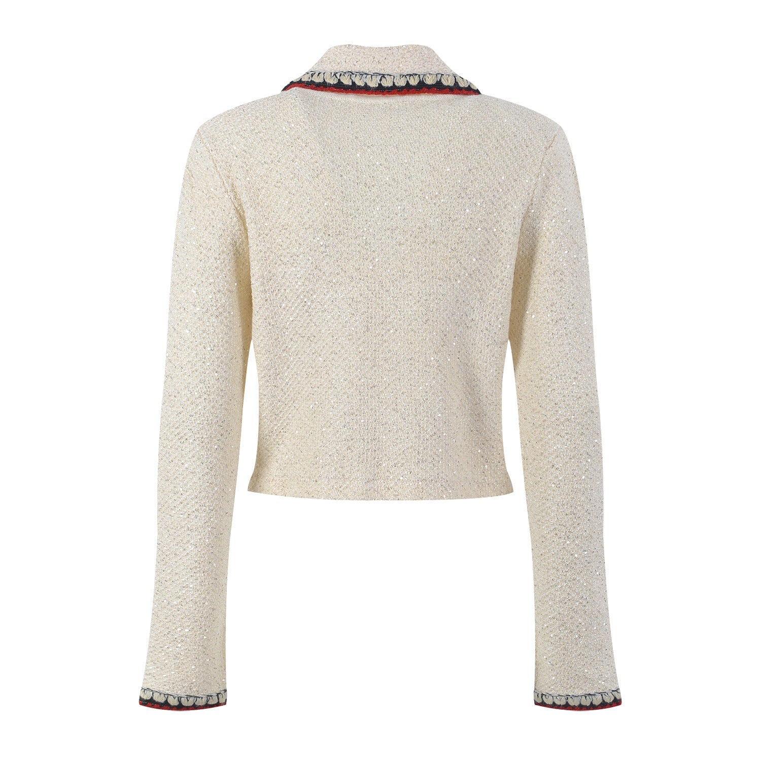 Lucienne Tweed Jacket – Embroidered Trim – Decorative Buttons – Tailored Fit