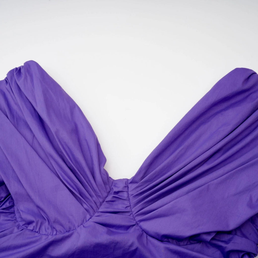 Lucy Mini Dress Ruched Off Shoulder Purple Chic Stretchy