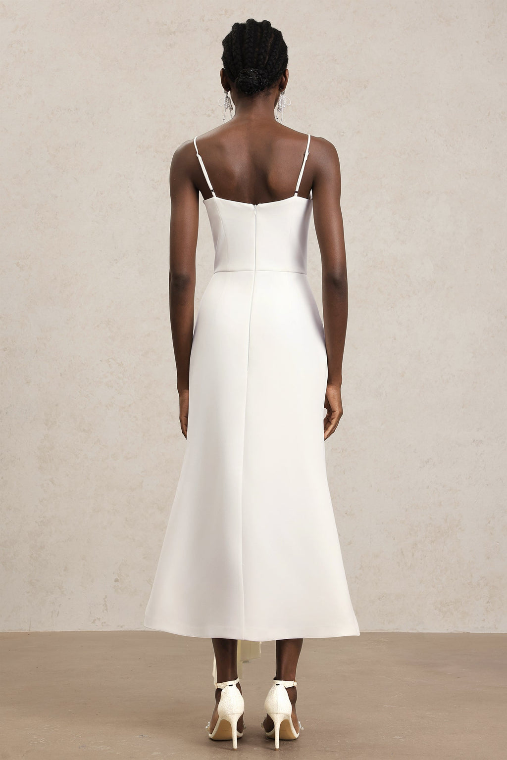 Ludovica White Maxi Dress Halter Neckline Pleats Cascading Luxury Fabric Elegant Versatile