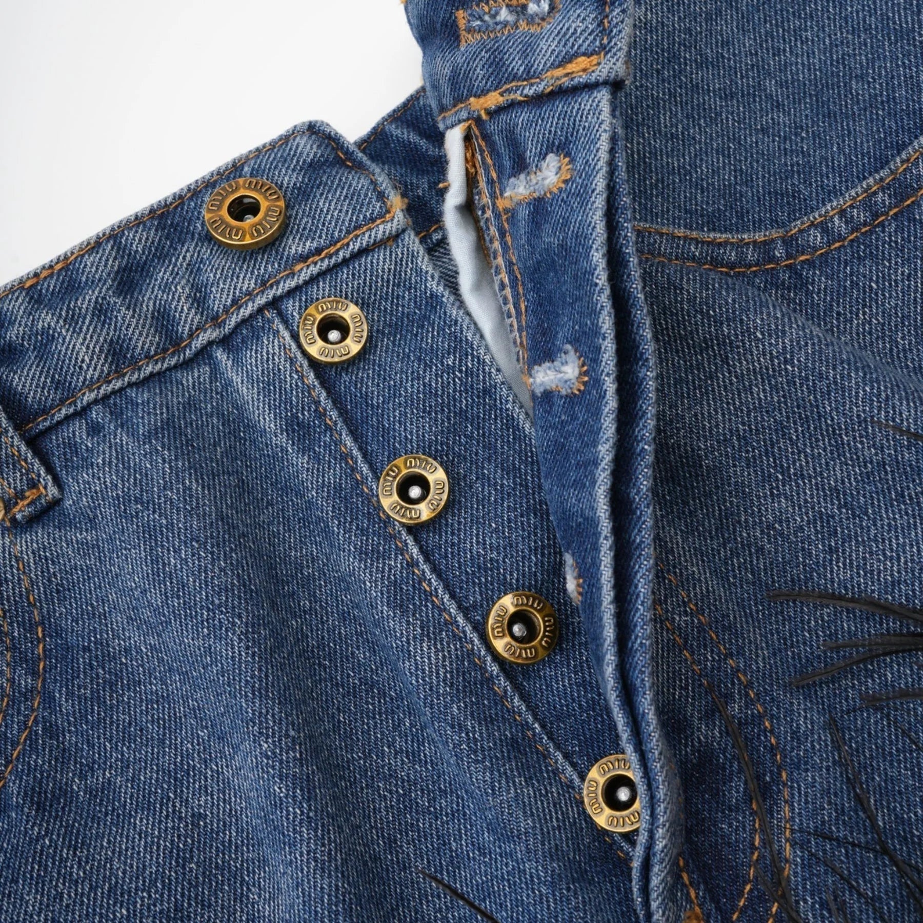 Luna Feather - Trimmed Cropped Top and Denim Skirt Set