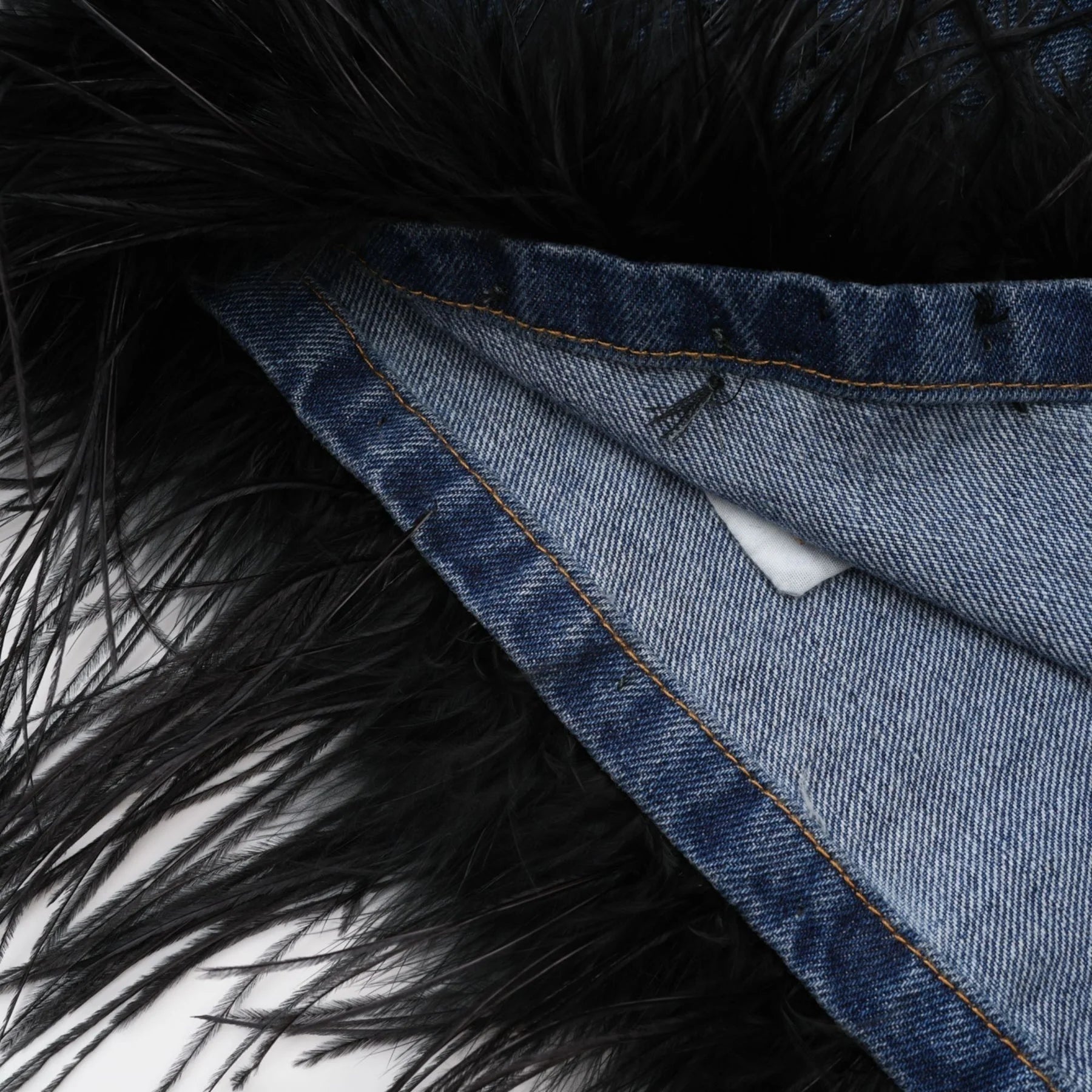 Luna Feather - Trimmed Cropped Top and Denim Skirt Set