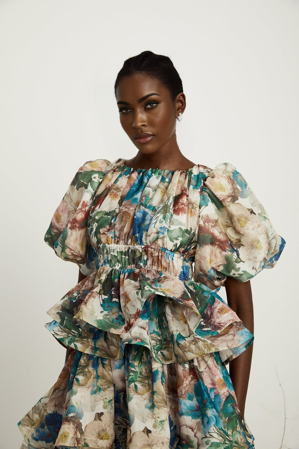Lylah Floral Tiered Midi Dress