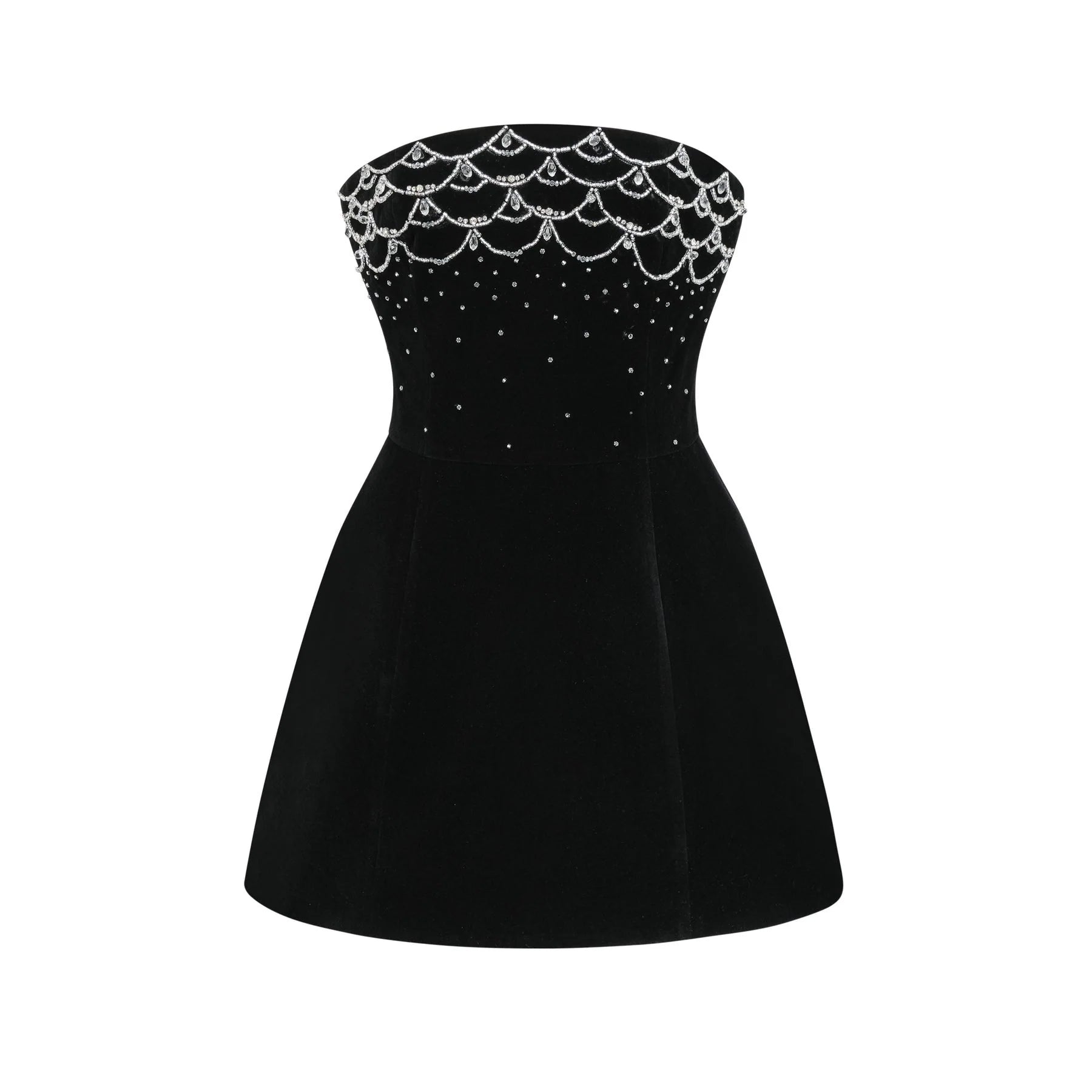 Lylah Mini Dress Black Velvet Offthe Shoulder Crystal Embellished