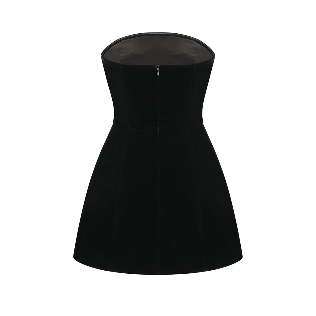 Lylah Mini Dress Black Velvet Offthe Shoulder Crystal Embellished