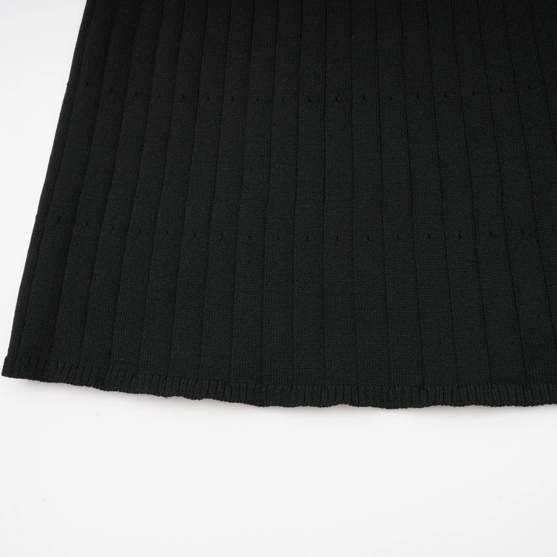 Mabel Midi Dress Black Knit Ruffled Neck Pockets ALine