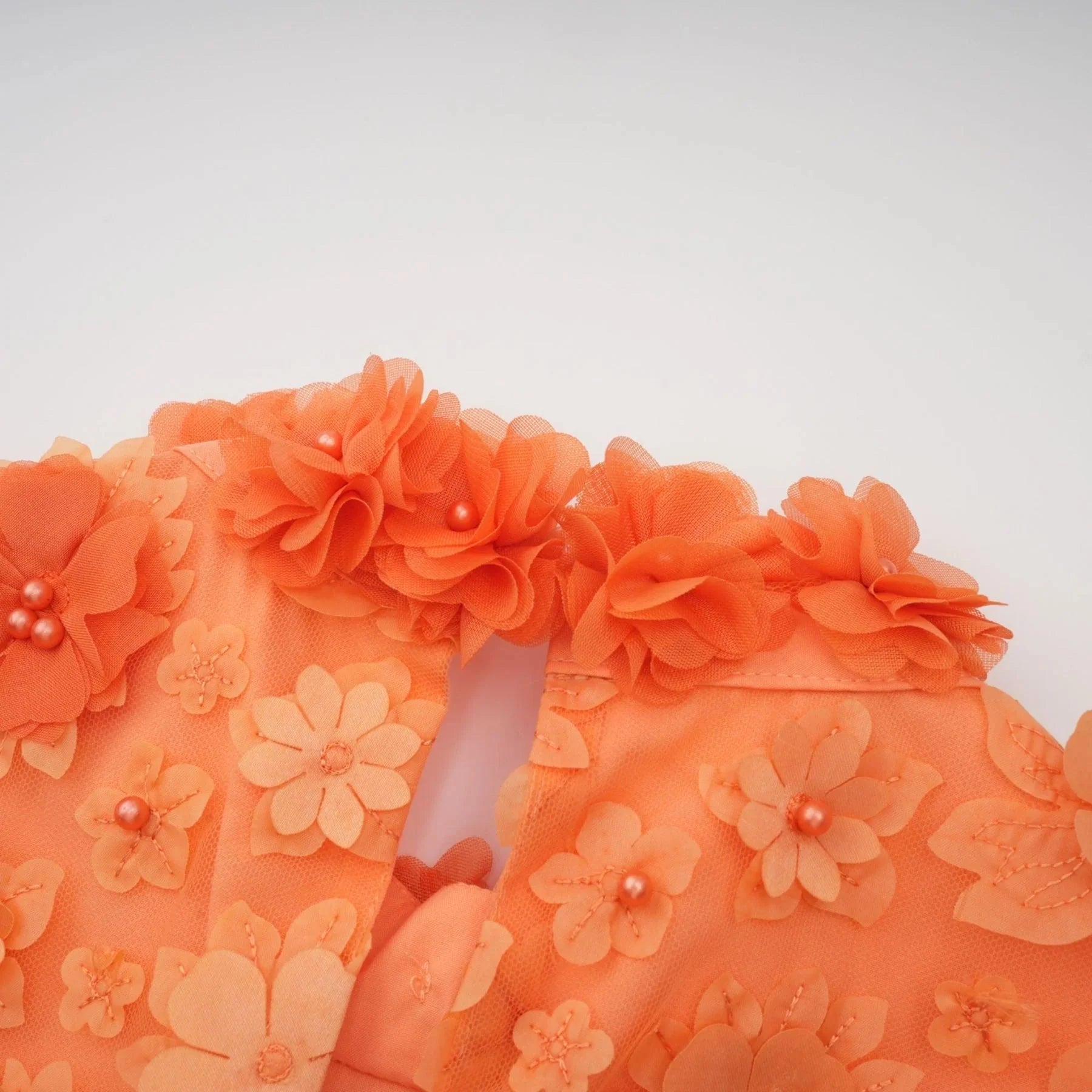 Macy Mini Dress Orange 3D Petal Bead Embellished Keyhole Mini - Length
