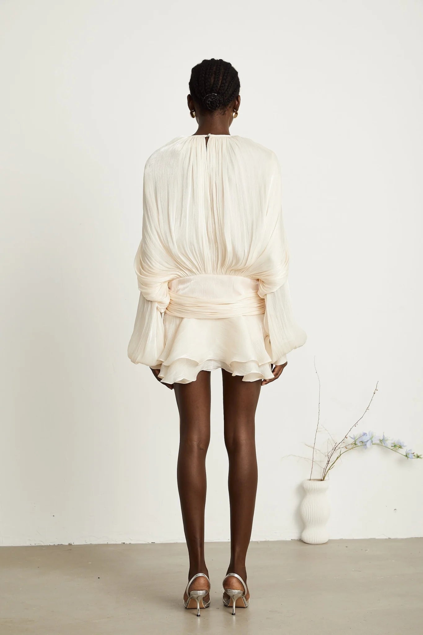 Macy Mini Dress with Twist Design and Ruffled Hem