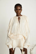 Macy Mini Dress with Twist Design and Ruffled Hem