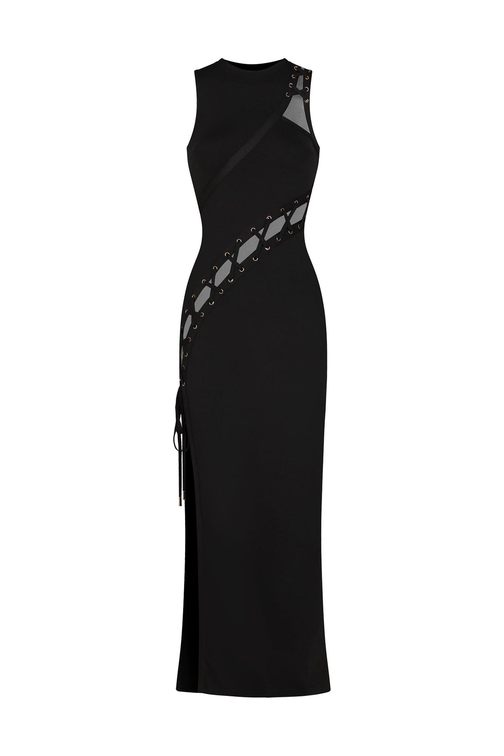 Madalynn Black Bandage Dress with Hollowed Out Detailing and High Slit for Evening Outfits