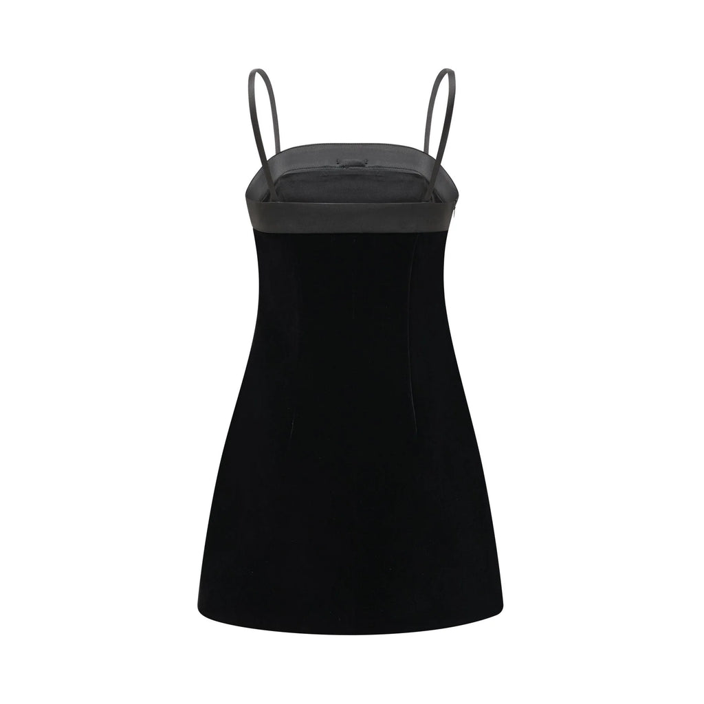 Madalynn Mini Dress Black Bow Sleeveless Bow Detail Straight Hem